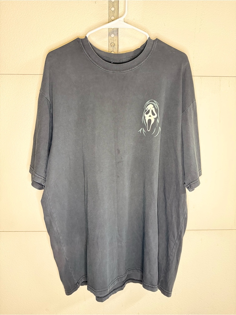 Men's Black Graphic Short Sleeve Tee with Ghost Mask Motif
